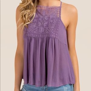 NATALIA HIGH NECK LACE BUST TANK TOP